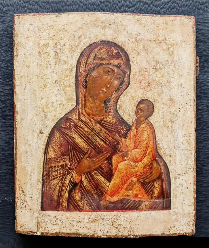 Russische icoon Moeder Gods van Tichvin, 18e eeuw, Antiek en Kunst, Antiek | Religie, Ophalen of Verzenden