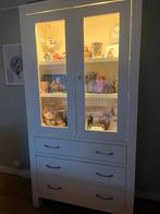 Witte vitrinekast met lades en verlichting, Huis en Inrichting, Kasten | Buffetkasten, Ophalen, Overige materialen, Gebruikt, 100 tot 150 cm