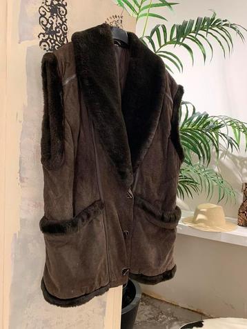 Vintage shearling waistcoat XL leren gilet beschikbaar voor biedingen