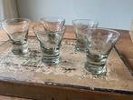 5 antieke borrelglaasjes met geslepen motiefje, Antiek en Kunst, Ophalen of Verzenden