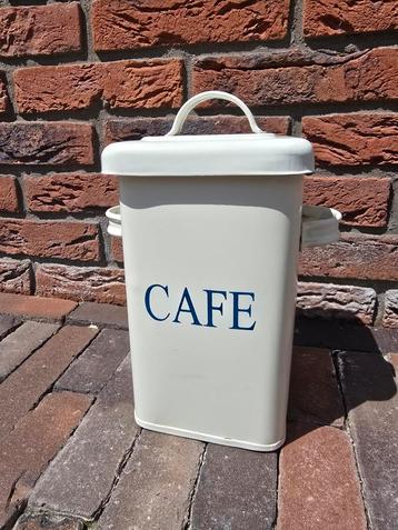 Antiek groot emaille Koffie blik " CAFE" €9 beschikbaar voor biedingen