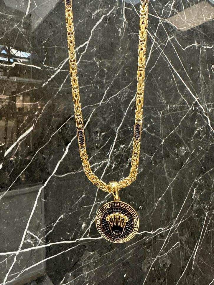 14k Gouden Koningsketting met Rolex Hanger, Sieraden, Tassen en Uiterlijk, Kettingen, Nieuw, Goud, Met edelsteen, Ophalen of Verzenden