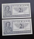 2 x 2,5 gulden muntbiljet 1949 opvolgend nummer UNC, Postzegels en Munten, Ophalen of Verzenden, 2½ gulden, Los biljet