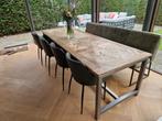 Eetkamerset: Tafel, bank en 4 stoelen, Huis en Inrichting, Complete eetkamers, Ophalen, Gebruikt, Industrieel, 4 tot 6 stoelen