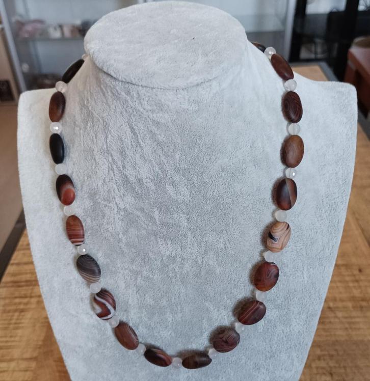 Agaat collier, Sieraden, Tassen en Uiterlijk, Kettingen, Nieuw, Steen of Mineraal, Overige kleuren, Met edelsteen, Ophalen of Verzenden