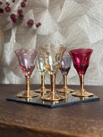 Vintage Harlequin likeur- aperitiefglazen | set van 5, Antiek en Kunst, Antiek | Glas en Kristal, Ophalen of Verzenden