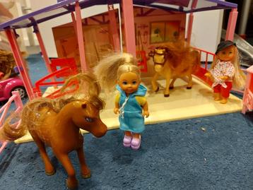 Speelgoeddoos vol met Popjes, Paarden & Manege beschikbaar voor biedingen