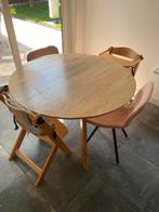 Eetkamertafel licht eiken rond 120cm, 4 persoons, Huis en Inrichting, Ophalen, Gebruikt, Vier personen, 100 tot 150 cm
