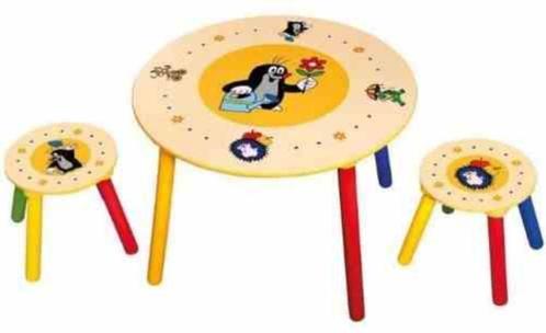 2 Krukjes met Houten kindertafel van de kleine mol, Kinderen en Baby's, Kinderkamer | Tafels en Stoelen, Nieuw, Tafel(s) en Stoel(en)