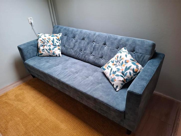 Stijlvolle groenblauwe zitbank - Umix by SLX Studio, Huis en Inrichting, Banken | Bankstellen, Zo goed als nieuw, Rechte bank