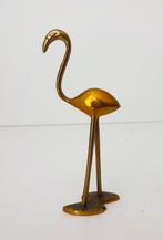Brons/koper klein beeldje van staande vogel flamingo 3545-b, Ophalen of Verzenden