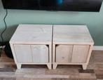 2 steigerhouten whitewash nachtkastjes, Ophalen, Minder dan 50 cm, Minder dan 50 cm
