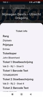 2 zitplaatsen ijshockey Nijmegen Devils -Utrecht Dragons, Tickets en Kaartjes, Twee personen