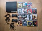 PS3 Slim + 2 controllers + 15 games, Spelcomputers en Games, Spelcomputers | Sony PlayStation 3, Met 2 controllers, Ophalen of Verzenden