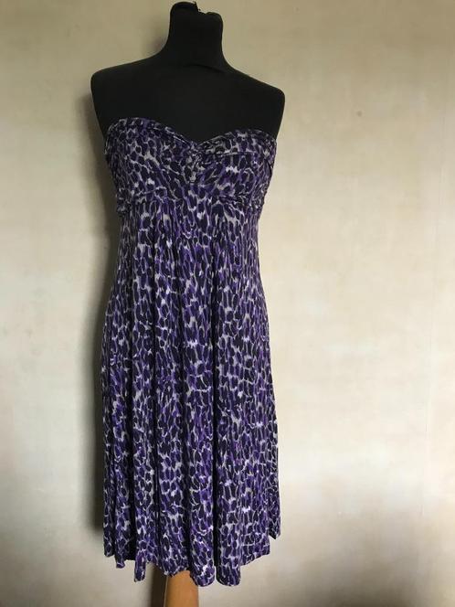 paars/grijze panterprint jurk (WE), Kleding | Dames, Jurken, Zo goed als nieuw, Maat 36 (S), Paars, Boven de knie, Ophalen of Verzenden