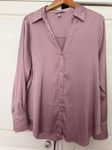 Roze satijn ( niet echt zijde)maat L blouse van H&M beschikbaar voor biedingen