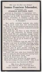 Joannes Fr. Schoenaker 1871 Vierakker + 1936 Zutphen, 64 jr, Verzenden