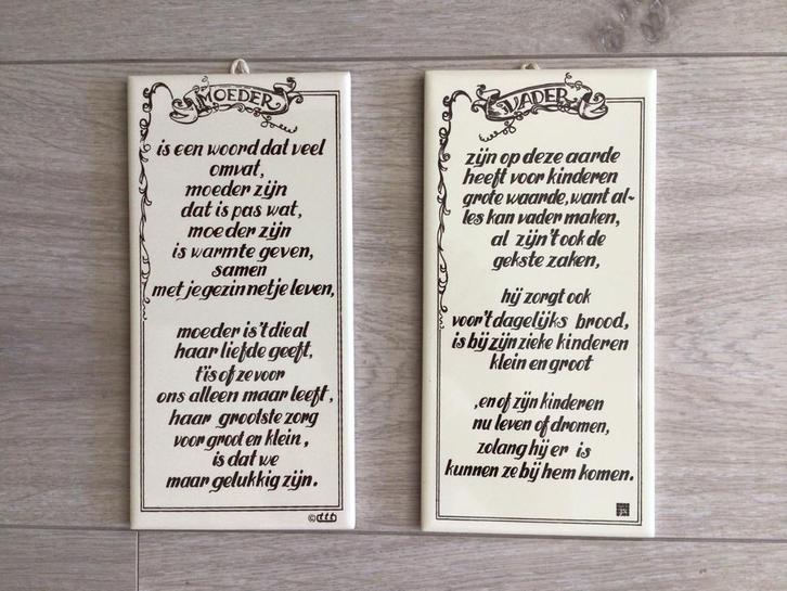 Spinx wand tegeltjes met gedichtje…Vader of Moeder…nieuwst…, Huis en Inrichting, Woonaccessoires | Tekstborden en Spreuken, Zo goed als nieuw