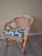 Vintage rotan bamboe stoel met kussen - in goede staat, Ophalen, Gebruikt, Bruin, Vintage