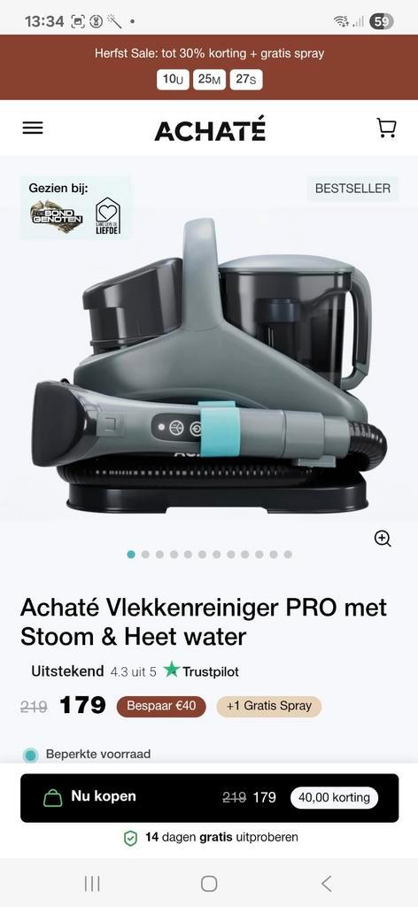 Achaté Vlekkenreiniger PRO - Nieuw in verpakking!, Witgoed en Apparatuur, Stofzuigers, Nieuw, Overige typen, Ophalen of Verzenden