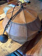 Lederen Lamp met Stalen Ophangsysteem industrieel boho style, Huis en Inrichting, Gebruikt, 75 cm of meer, Metaal, Ophalen of Verzenden