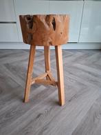 Super mooie zware houten boomstam kruk driepoot, Ophalen, Zo goed als nieuw, Hout