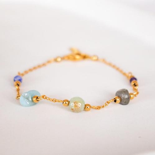 Armband edelsteen sterrenbeeld Waterman, Sieraden, Tassen en Uiterlijk, Armbanden, Nieuw, Staal, Blauw, Met bedels of kralen, Met edelsteen