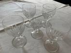 5 Oude Kristallen Wijn/Portglazen - Geslepen, Antiek en Kunst, Antiek | Glas en Kristal, Ophalen