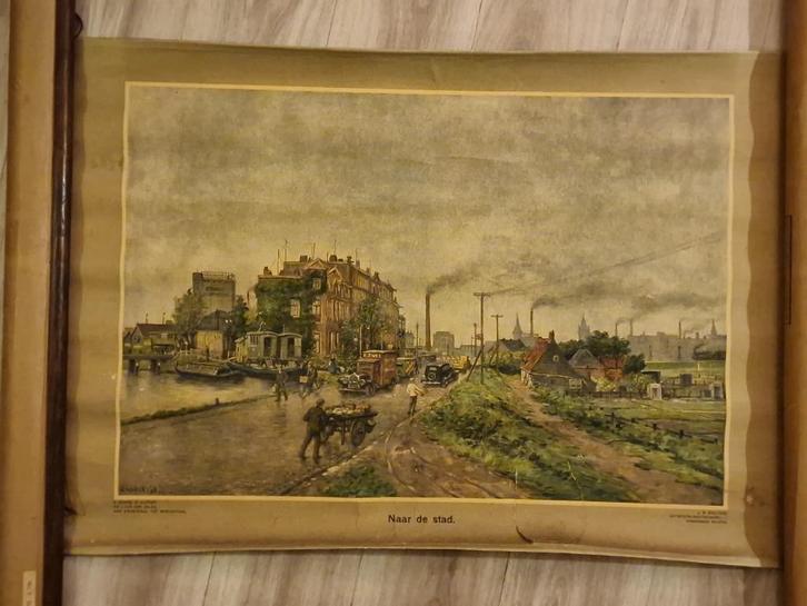 "Naar de stad" / J. Gabriëlse, Antiek en Kunst, Antiek | Schoolplaten, Geschiedenis, Ophalen