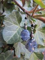 Oorbellen Grey India acryl-onyx-kralen blackplated, Ophalen, Hangers, Nieuw, Zilver