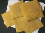 5 Okergele Sierkussens, Ophalen, Zo goed als nieuw, Geel, Vierkant