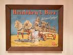 heineken' s reclame bord  orginele met eiken lijst, Verzamelen, Biermerken, Ophalen, Gebruikt, Reclamebord, Plaat of Schild, Heineken