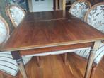 notenhouten eethoek 4 stoelen en uitschuiftafel 130x82, Ophalen