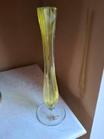 Val St Lambert Vaas -  Belgisch Kristal - antiek - geel, Ophalen of Verzenden