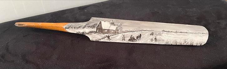 Vintage Houten Friese doorloper met Winterlandschap, Antiek en Kunst, Kunst | Overige Kunst, Verzenden