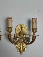 2 messing pauw wandlampen, Huis en Inrichting, Lampen | Wandlampen, Ophalen of Verzenden, Gebruikt