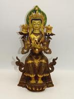 Unieke Goldface Maitreya Boeddha brons beeld uit Nepal, Gebruikt, Ophalen of Verzenden