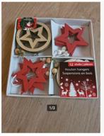 Houten kersthangers rode naturel ster, Diversen, Kerst, Evora, Onbekend, Nieuw, Ophalen of Verzenden
