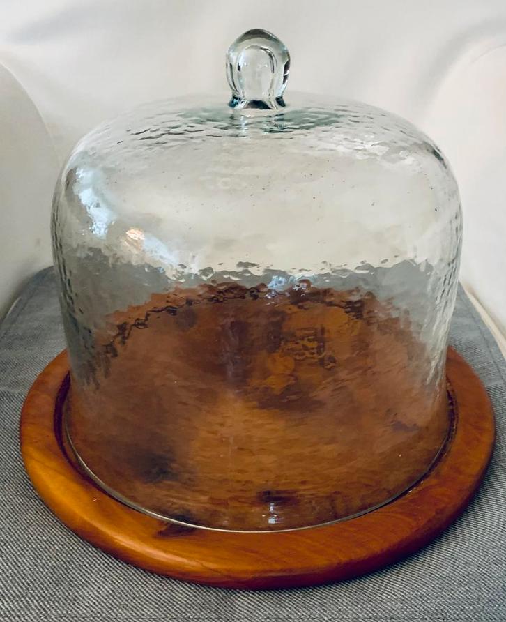 Grote glazen Stolp met passend houten bord, Huis en Inrichting, Woonaccessoires | Stolpen, Zo goed als nieuw, Ophalen