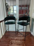 Groene Velvet Barkrukken - Gigameubel (2 stuks), Ophalen, Gebruikt, Met voetsteun, 60 tot 90 cm
