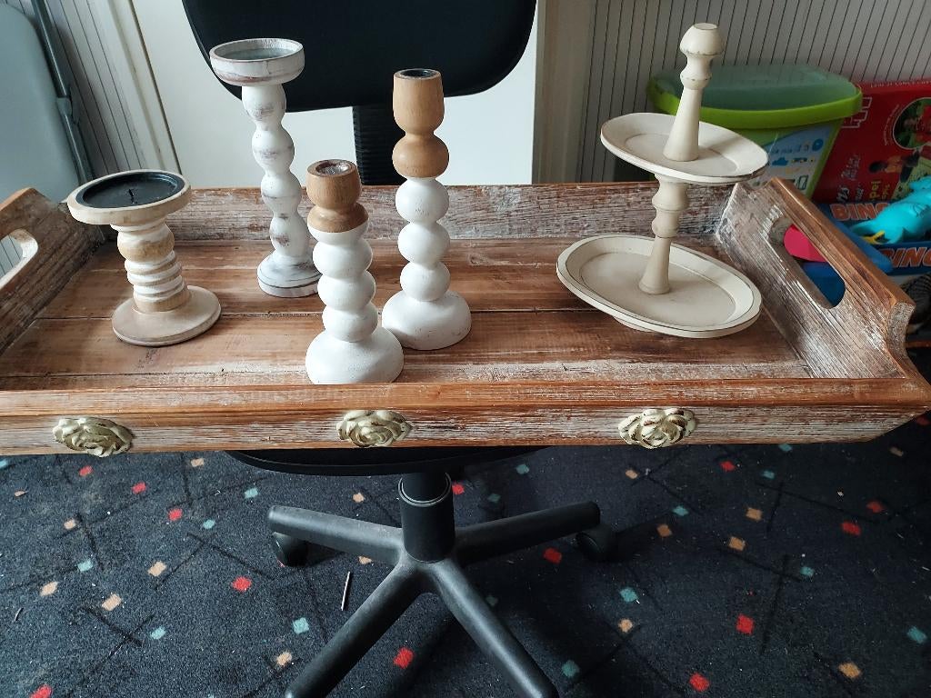 Landelijk houten dienblad, Huis en Inrichting, Woonaccessoires | Dienbladen, Ophalen, Zo goed als nieuw, Rechthoekig, Hout