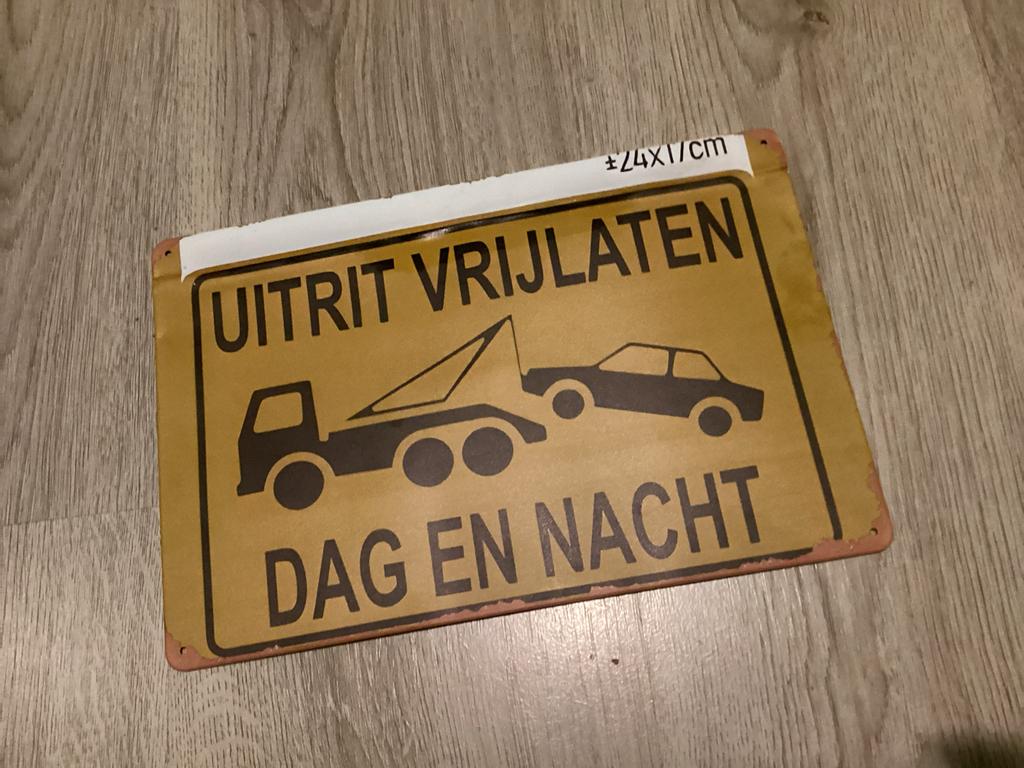 JERMA Stickers winkelbord UITRIT VRIJ LATEN DAG EN NACHT, Ophalen of Verzenden, Reclamebord