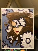 Modern Schilderij Vrouw met Bloemen, Ophalen of Verzenden