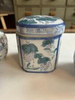 Set van 3 Chinese porseleinen potjes handbeschilderd vintage, Antiek en Kunst, Ophalen of Verzenden
