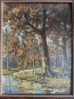 Schilderij bos bomen P de Jong, Antiek en Kunst, Kunst | Schilderijen | Klassiek, Ophalen of Verzenden