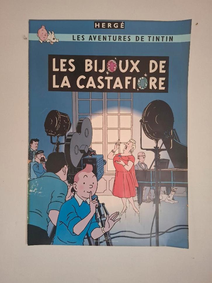 Vintage poster kuifje Les Bijoux de70 la Castafiore 1963, Verzamelen, Posters, Zo goed als nieuw, Film en Tv, A1 t/m A3, Rechthoekig Staand