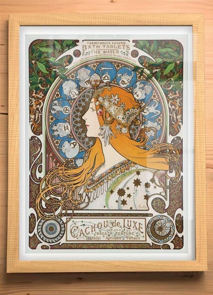 [Poster in Frame] Alphonse Mucha Reclame 1900, Verzamelen, Posters, Nieuw, Film en Tv, A1 t/m A3, Ophalen of Verzenden