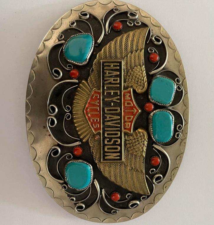 XL Harley Davidson buckel met prachtige stenen!, Kleding | Heren, Riemen en Ceinturen, Zo goed als nieuw, Overige kleuren, Ophalen of Verzenden