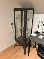 Grijze vitrinekast met glasplaten, Huis en Inrichting, Ophalen, Met plank(en), Minder dan 50 cm, 100 tot 150 cm