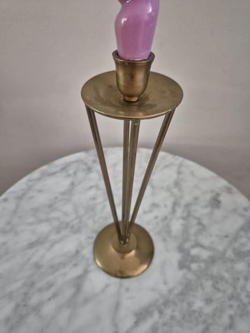 Antieke vintage messing koperen kandelaar kaarshouder beschikbaar voor biedingen